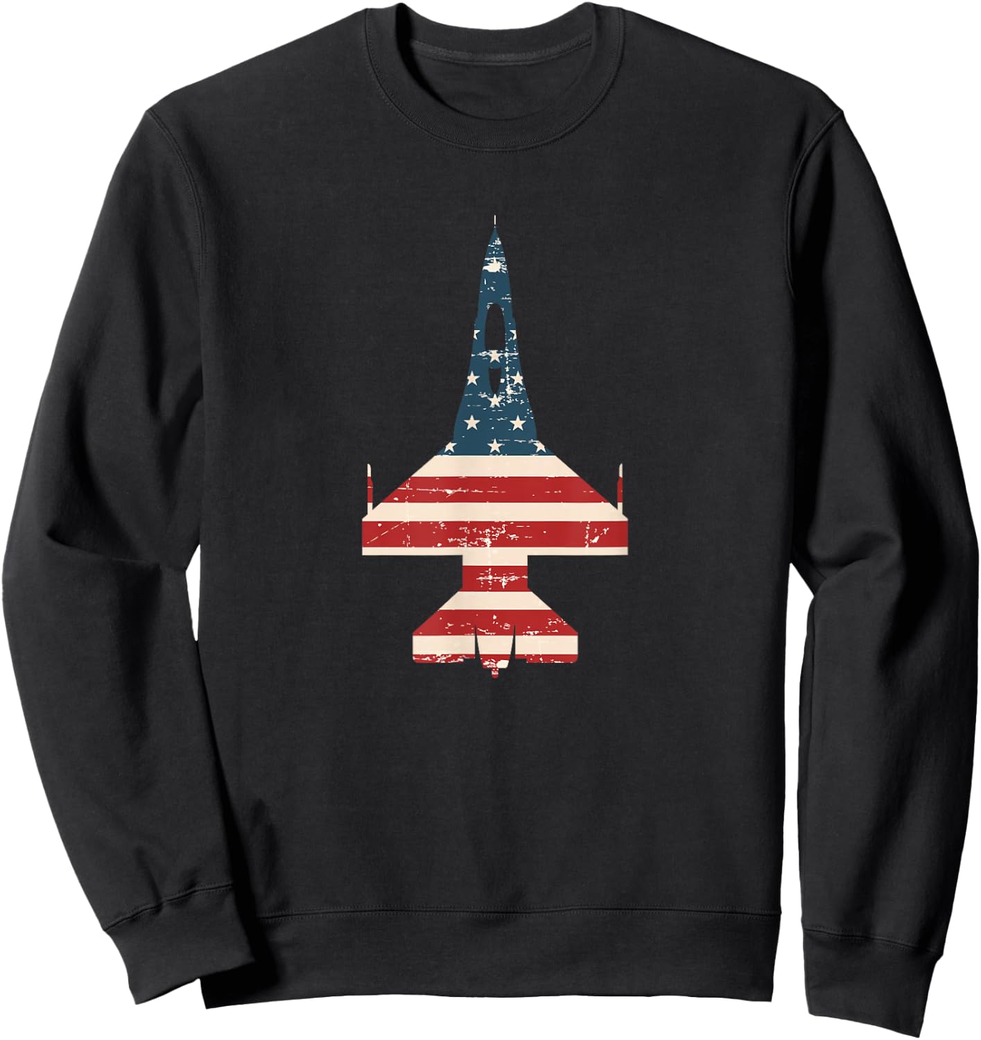 Patriotic F-16 American Flag silhouette novelty Sweatshirt - Sweatshirt | Black