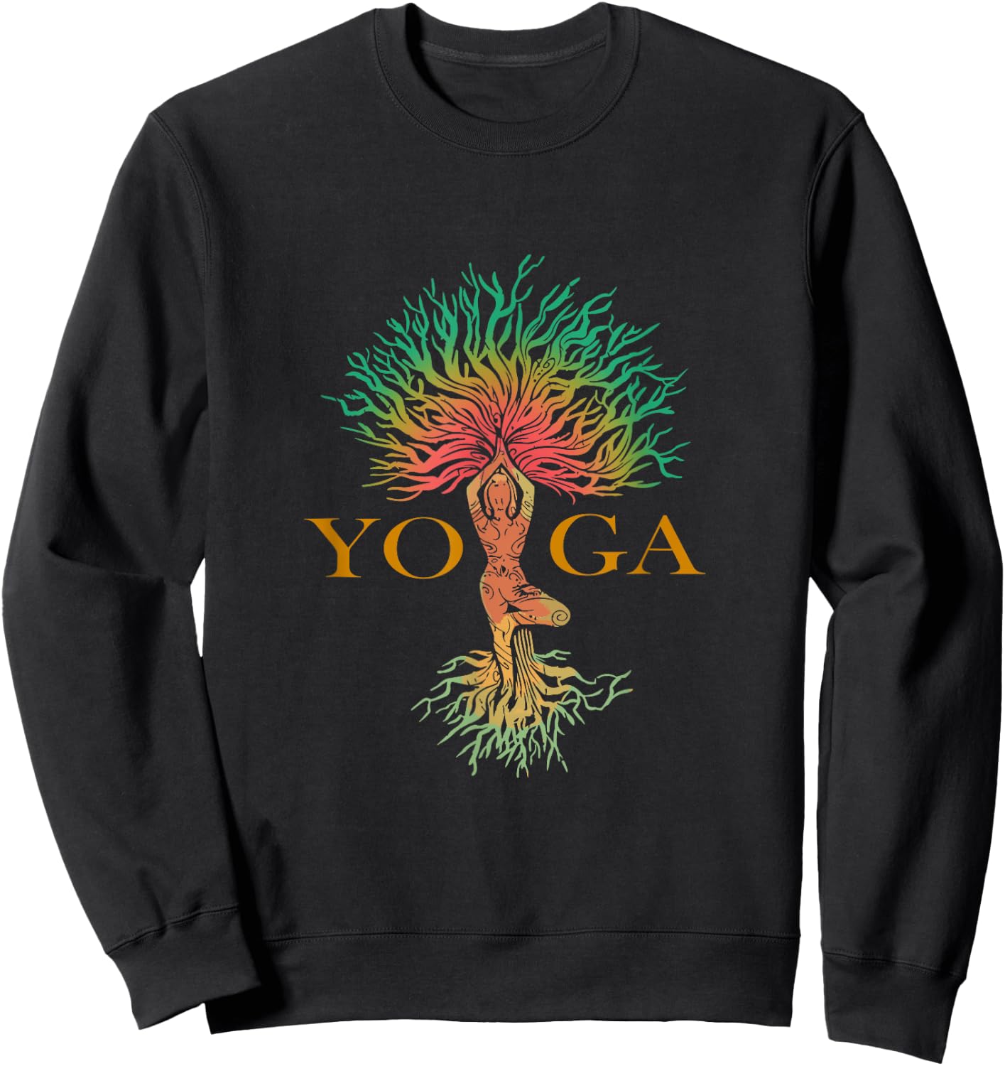 Tree of Life with Woman Yoga Chakra Haka Yoga Sweatshirt - Sweatshirt | Black