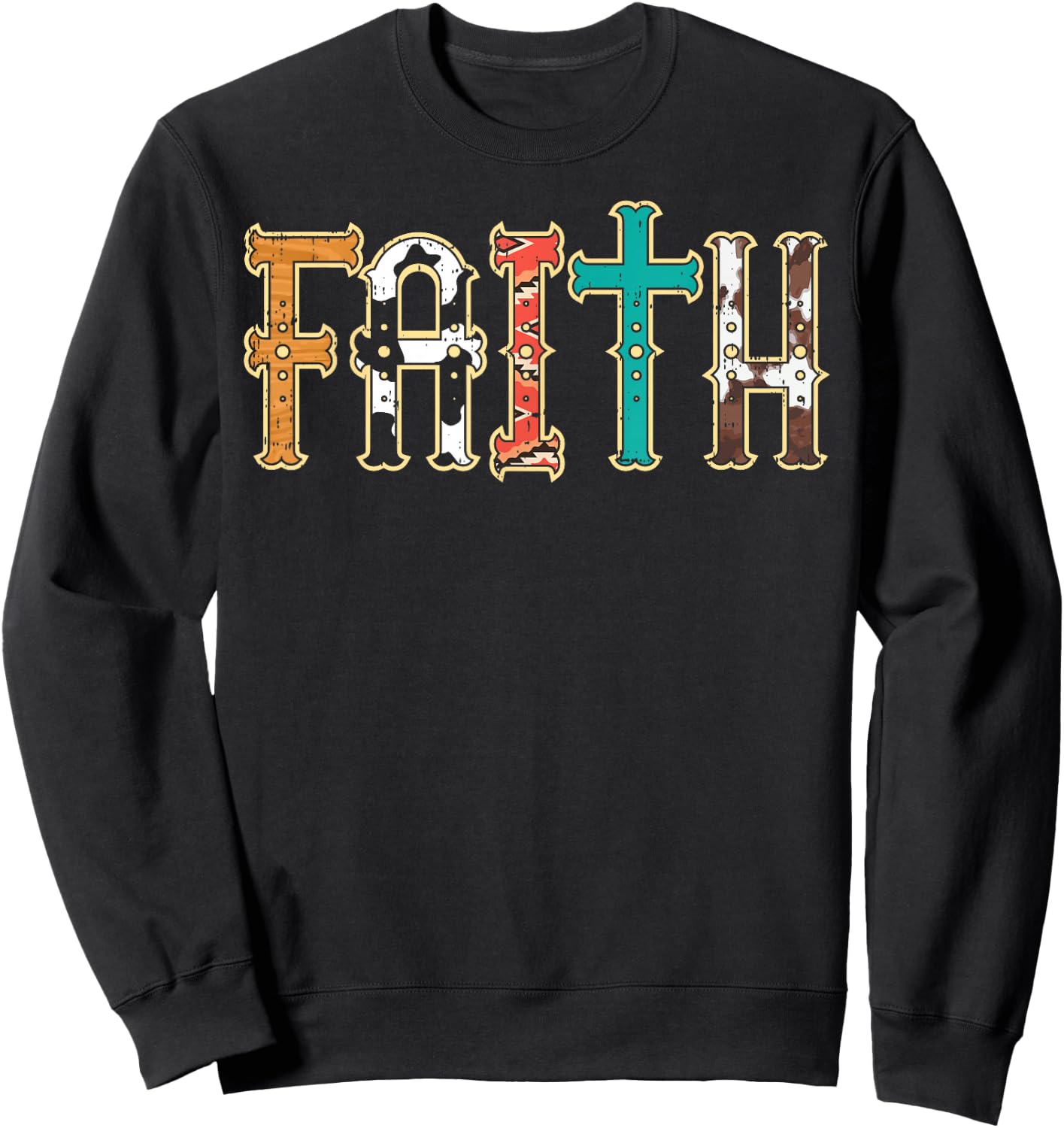 Faith Patterns God Jesus Religious Christian Men Women Kids Sweatshirt - Sweatshirt | Black