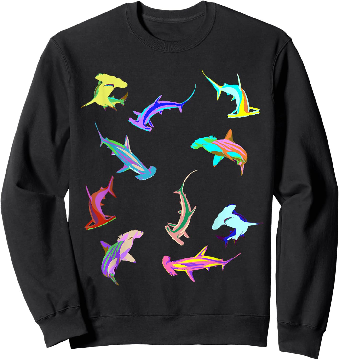 Colourful Hammerhead Sharks Sweatshirt - Sweatshirt | Black