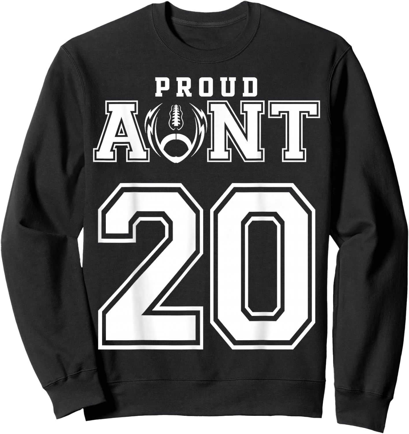 Custom Proud Football Aunt Number 20 Personalized Sweatshirt - Sweatshirt | Black
