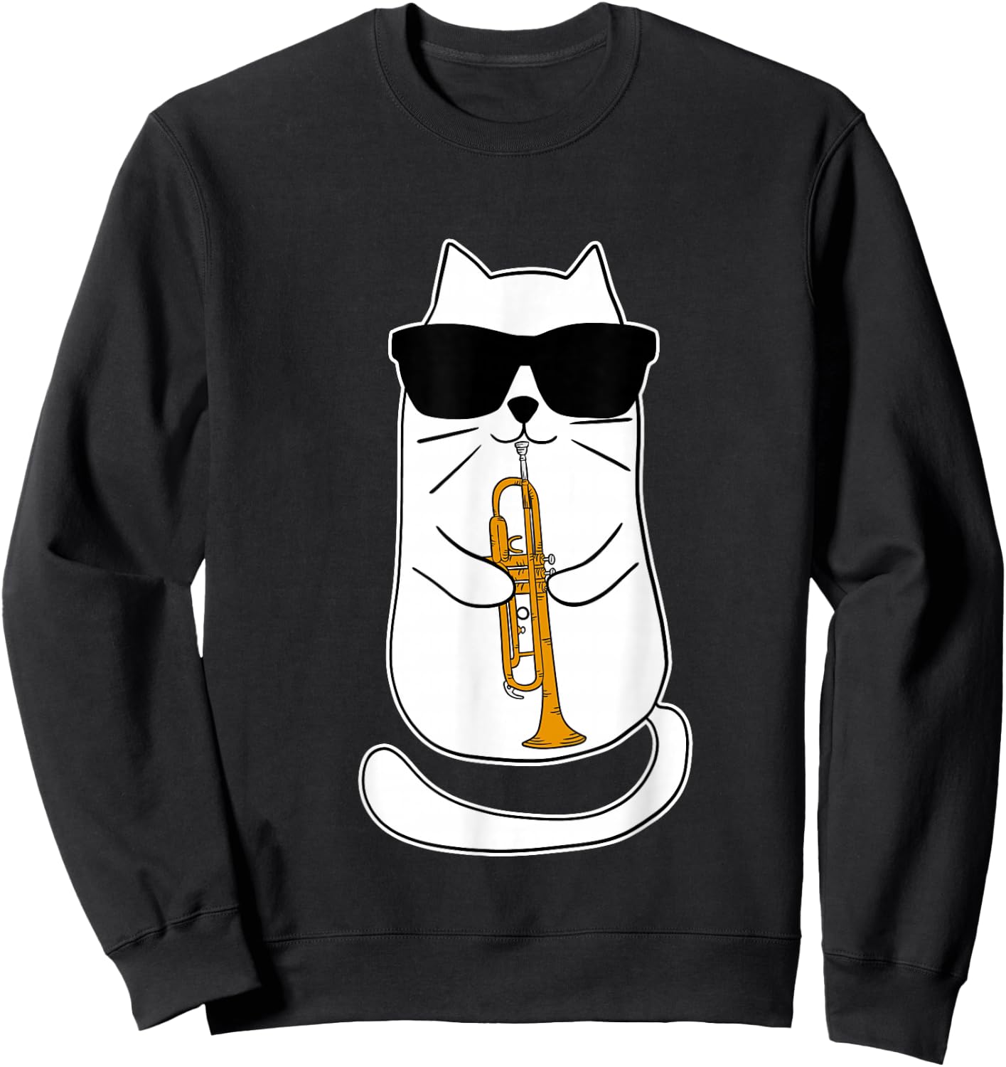 Trumpet Cat Funny Trumpet Player Sweatshirt - Sweatshirt | Black