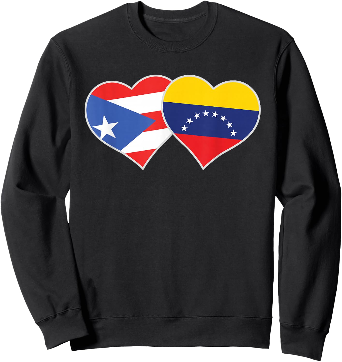 Puerto Rico Venezuela Flag Heart Puerto Rican Venezuelan Sweatshirt - Sweatshirt | Black
