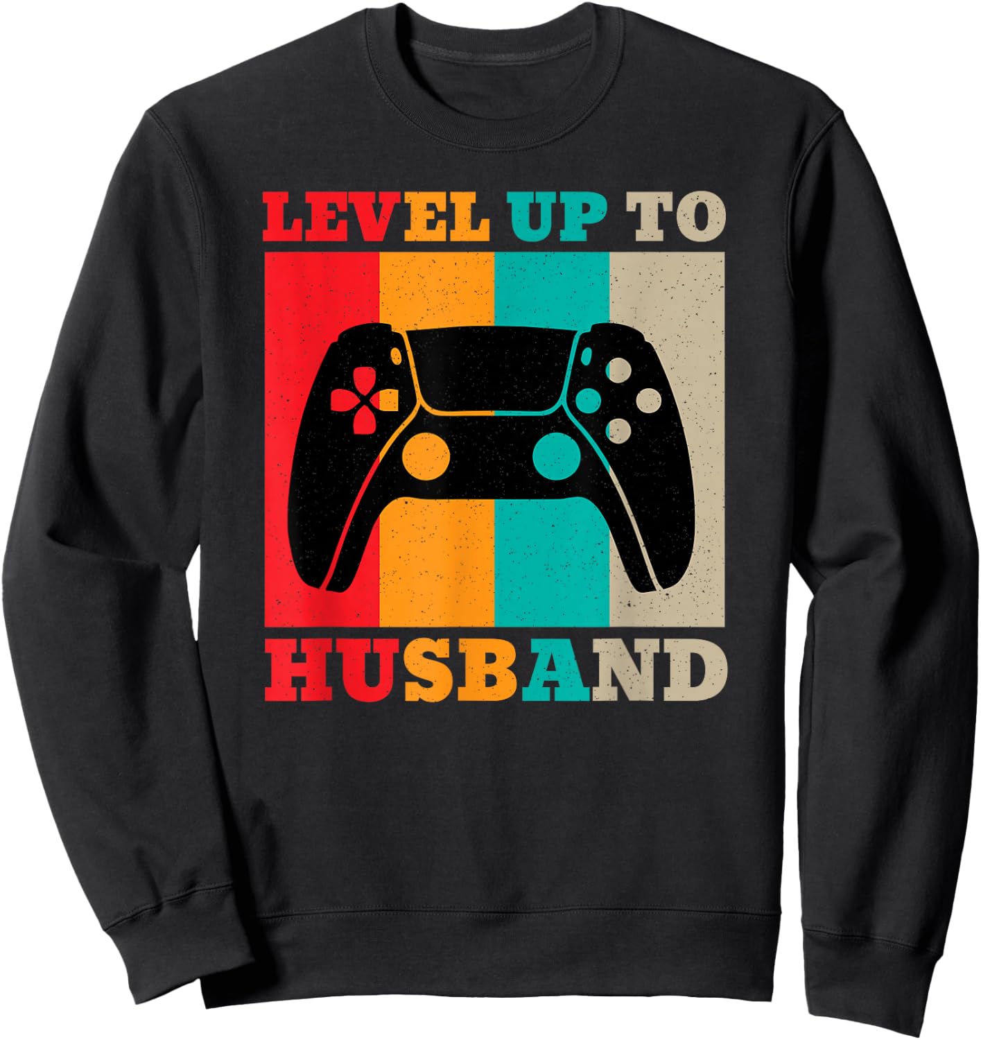 Funny Honeymoon Men's Level Up To Husband Just Married Sweatshirt - Sweatshirt | Black