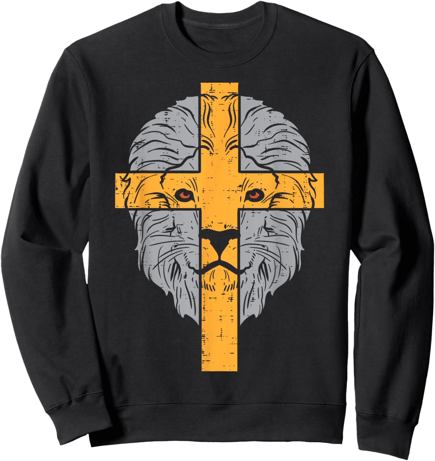 Lion Cross God Jesus Religious Christian Men Women Kids Sweatshirt - Sweatshirt | Black