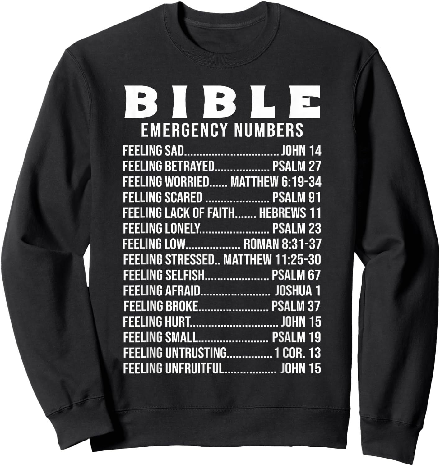 Bible Emergency Hotline Numbers Sweatshirt - Sweatshirt | Black