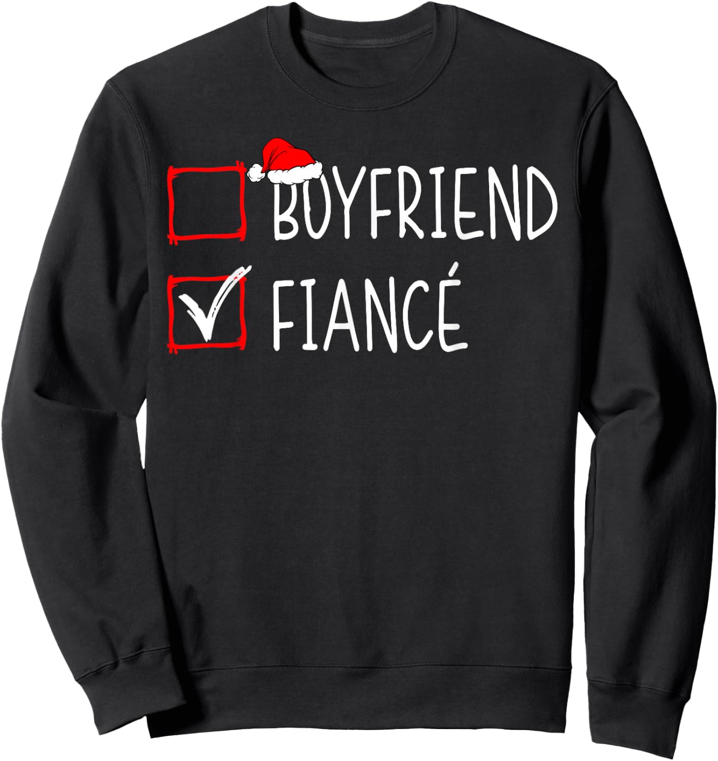 Fiance Fiancee Engaged Couples Matching Christmas Engagement Sweatshirt - Sweatshirt | Black