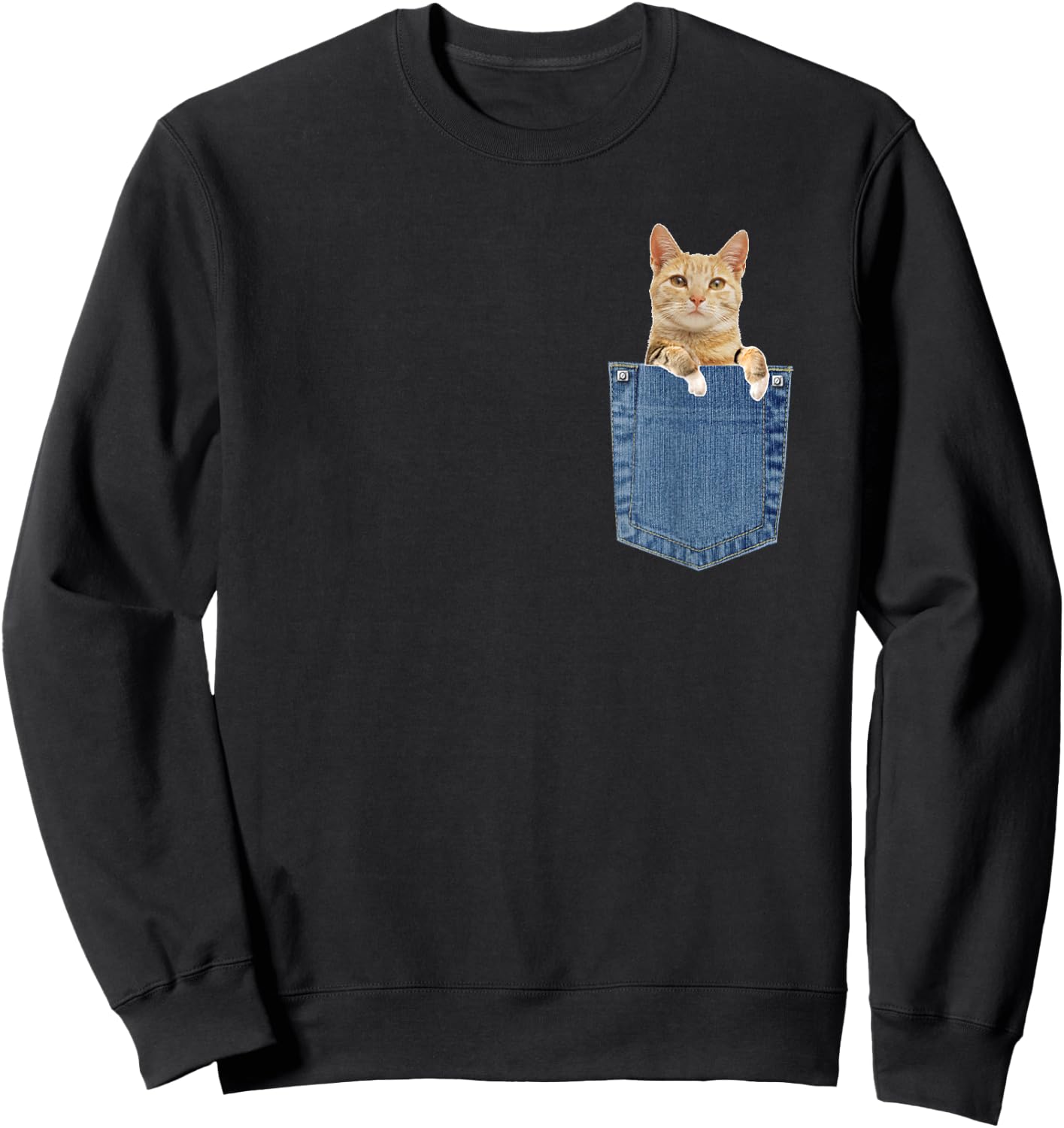 Cat in Pocket Shirt Sweatshirt - Sweatshirt | Black