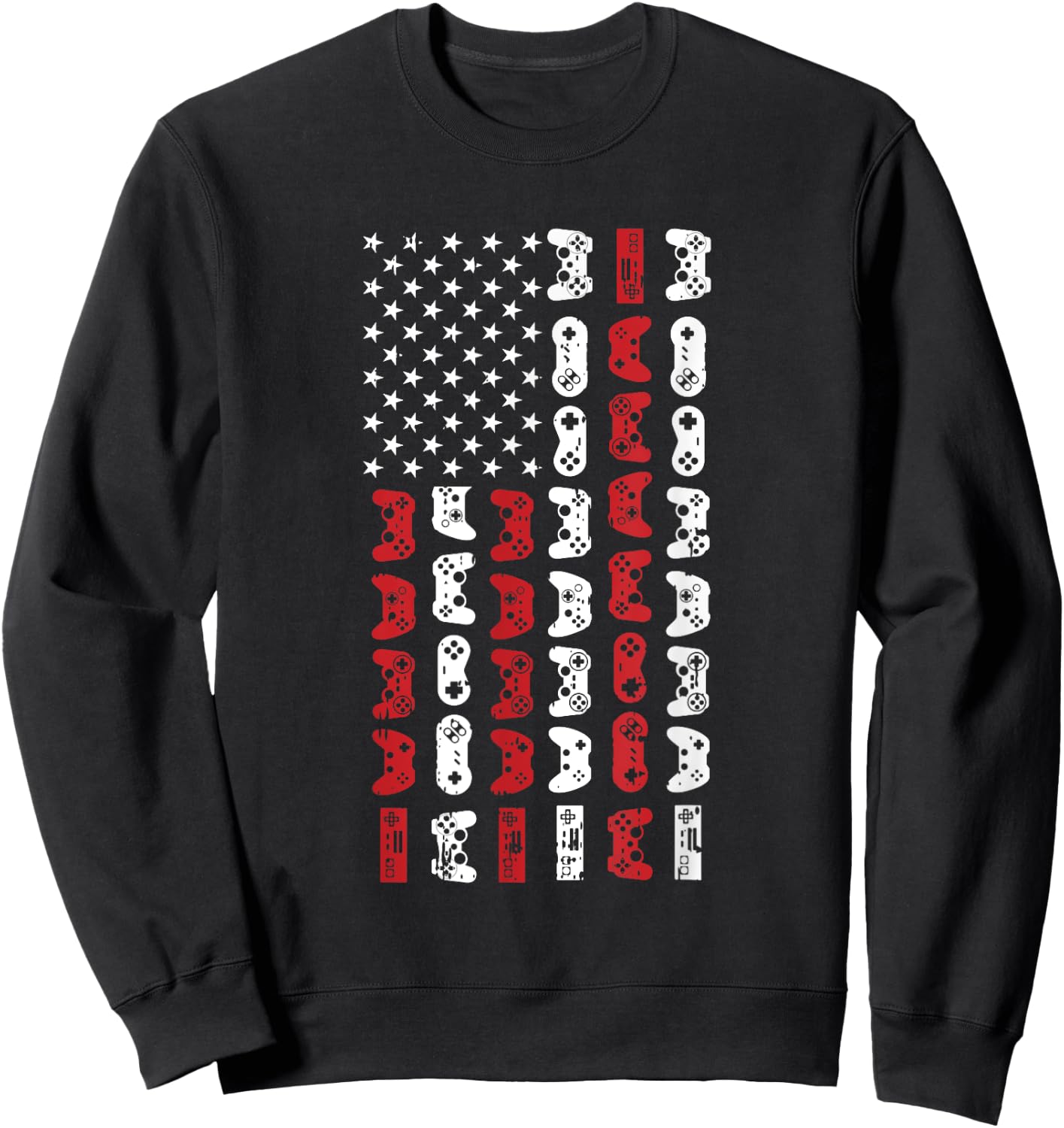 Game Controller 4th Of July Cool USA Flag Patriotic Gamer Sweatshirt - Sweatshirt | Black