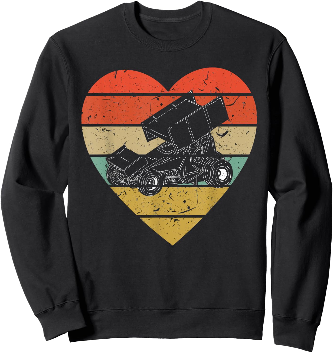 Sprint Car Racing Vintage Design Retro Racer Heart Sport Fan Sweatshirt - Sweatshirt | Black
