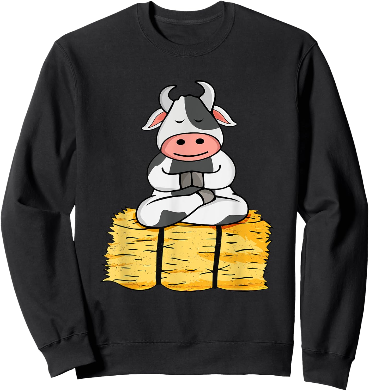 Meditating Cow Lover Yoga Lover Women Meditation Sweatshirt - Sweatshirt | Black