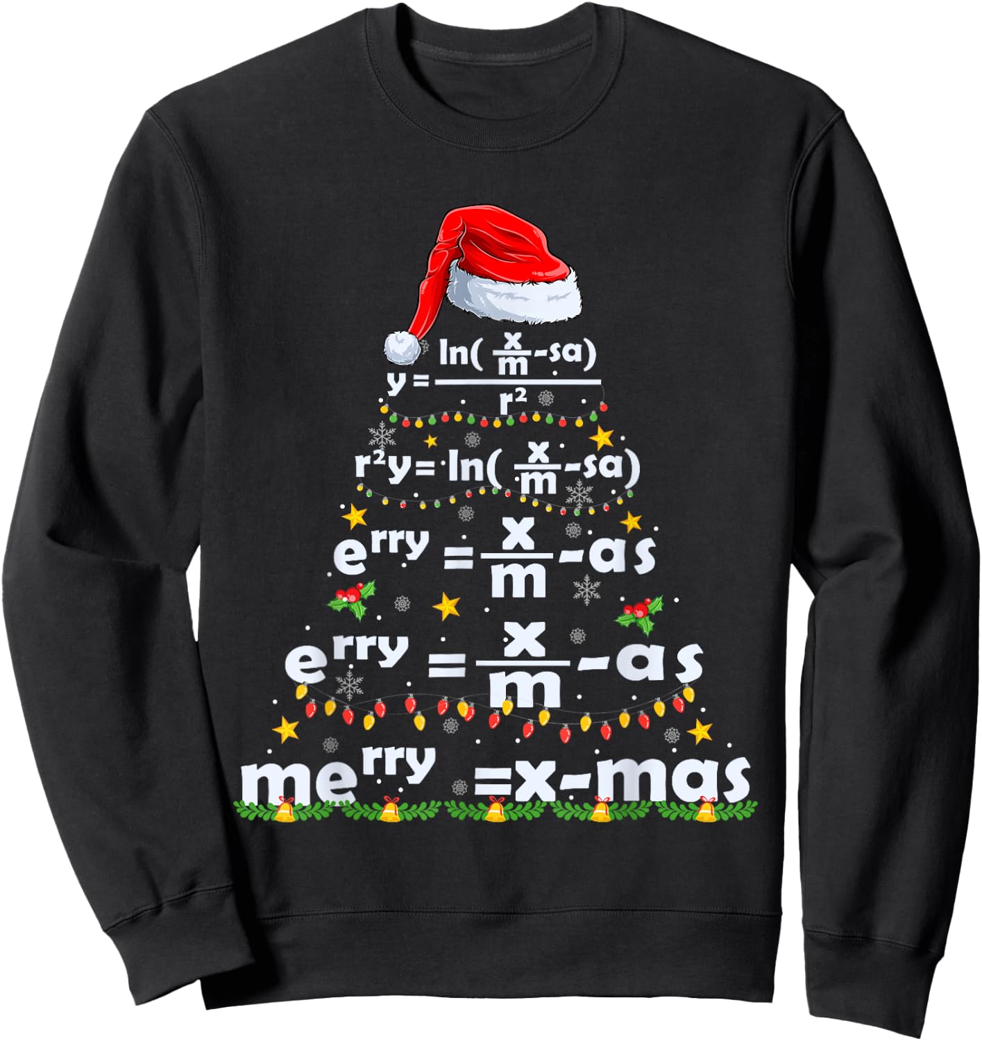 Math Equation Merry X-mas Funny Math Teacher Christmas Humor Men Women Kids Sweatshirt - Sweatshirt | Black