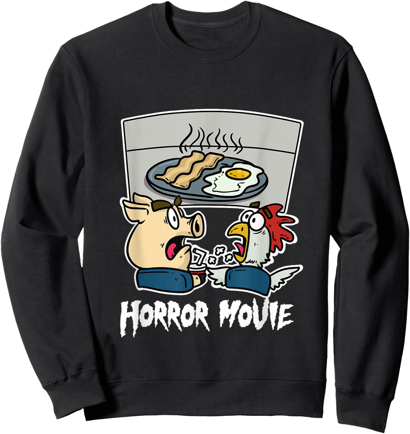 Pig Chicken Horror Film Cinema Horror Film Night Farmers Sweatshirt - Sweatshirt | Black
