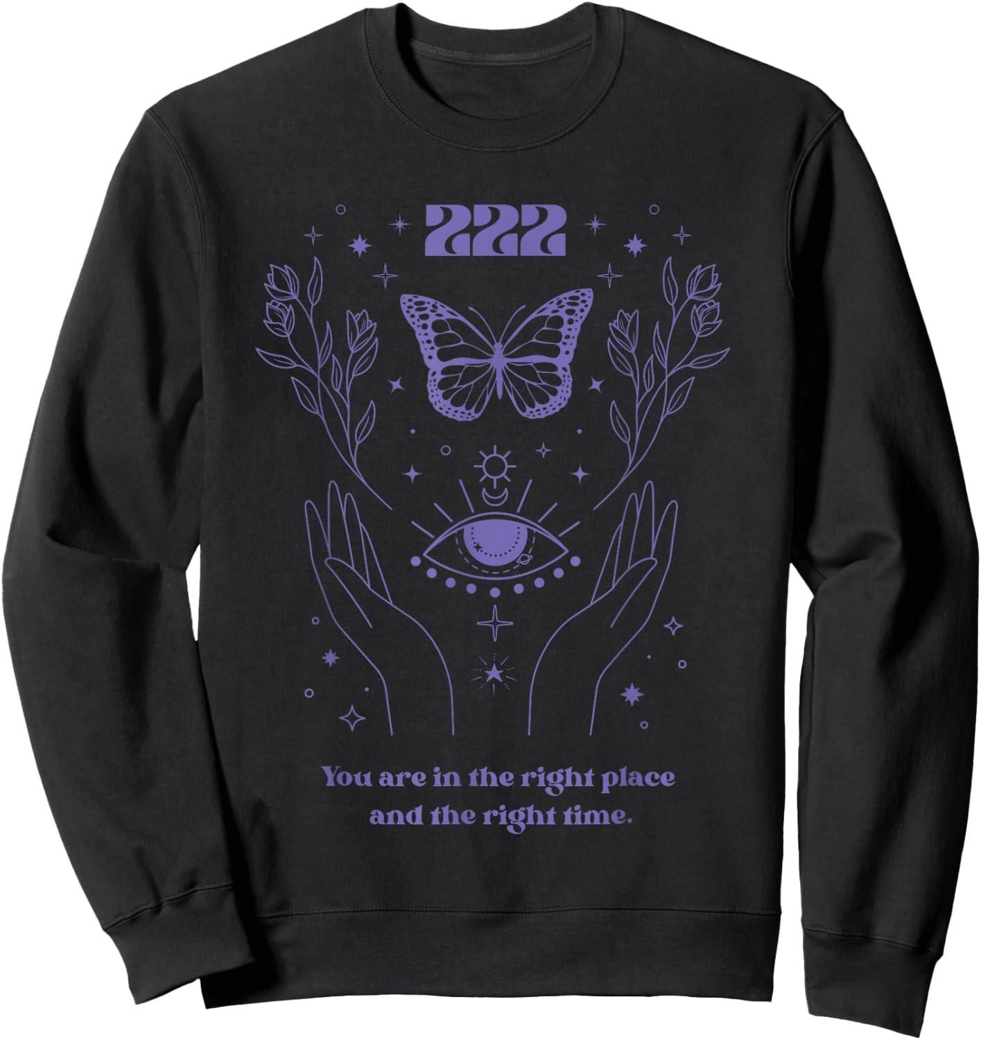 222 Angel Number Shirt Angel Aesthetic Angel Core Butterfly Sweatshirt - Sweatshirt | Black