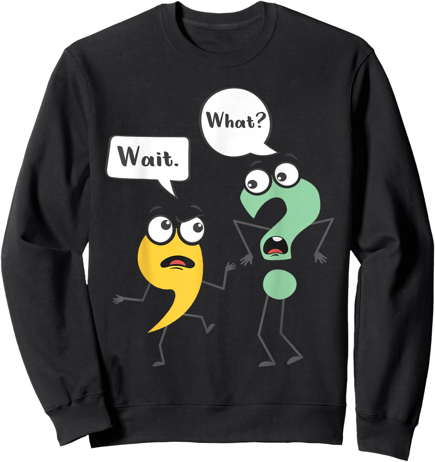 Wait What - Funny English Teacher Grammar Police Grammarian Small Sweatshirt - Sweatshirt | Black