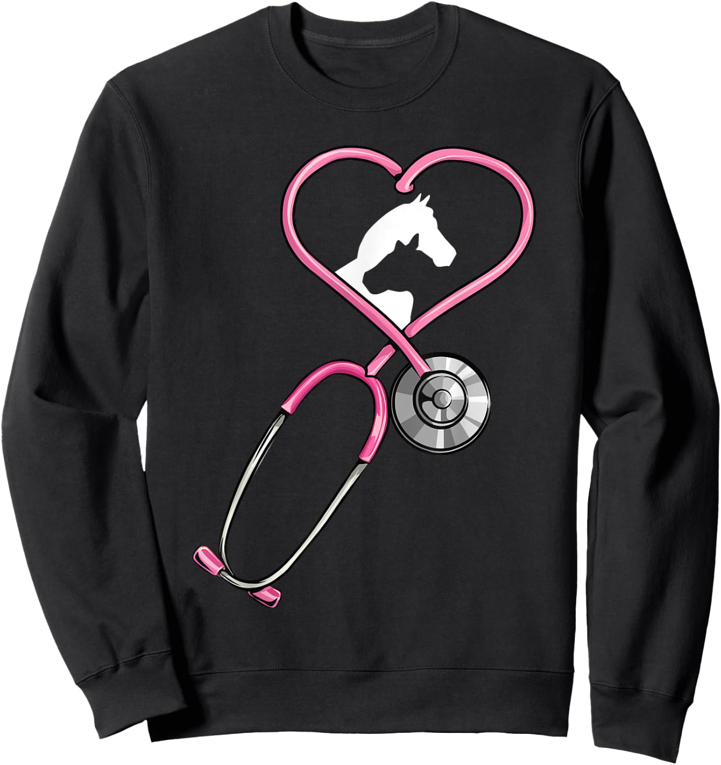 Veterinarian Stethoscope Heart of Horse and Cow Vet Women Sweatshirt - Sweatshirt | Black