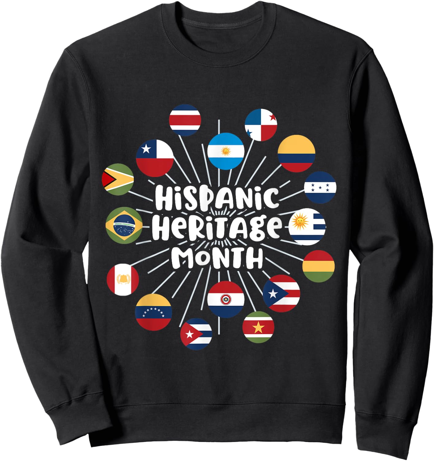 Hispanic Heritage Month Shirt All Countries Flag Inspiration Sweatshirt - Sweatshirt | Black