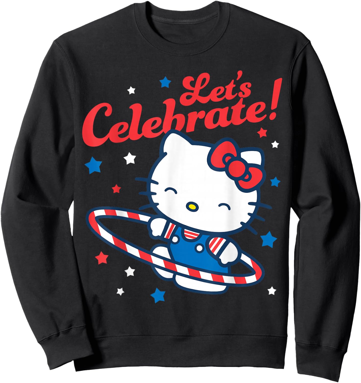 Hello Kitty 4th of July Let's Celebrate! Hula Hoop & Stars Sweatshirt - Sweatshirt | Black