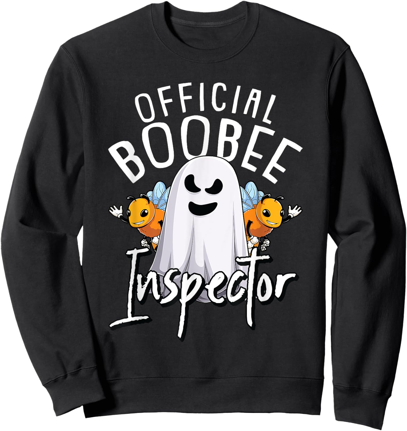 Boo-Bee Inspector Lazy DIY Halloween Costume Funny Ghost Sweatshirt - Sweatshirt | Black