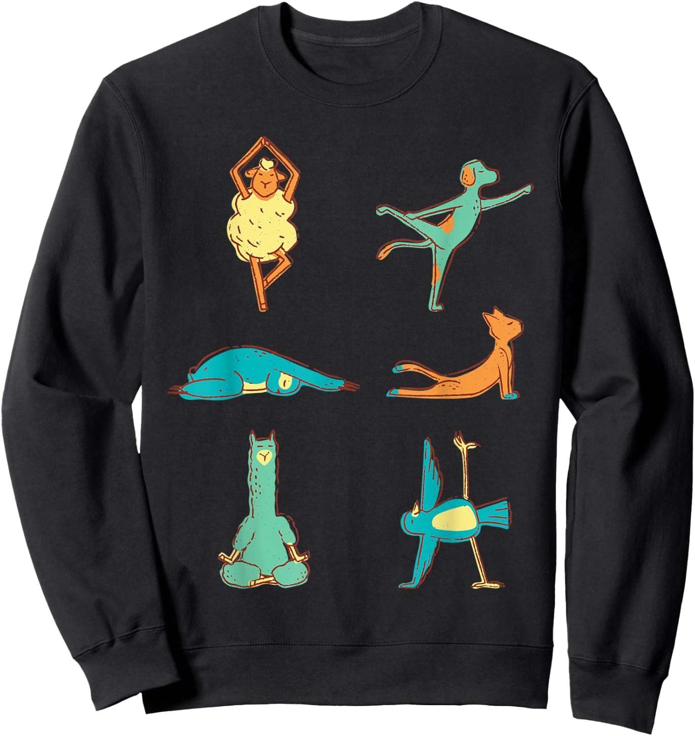 Various animals doing yoga. Sweatshirt - Sweatshirt | Black