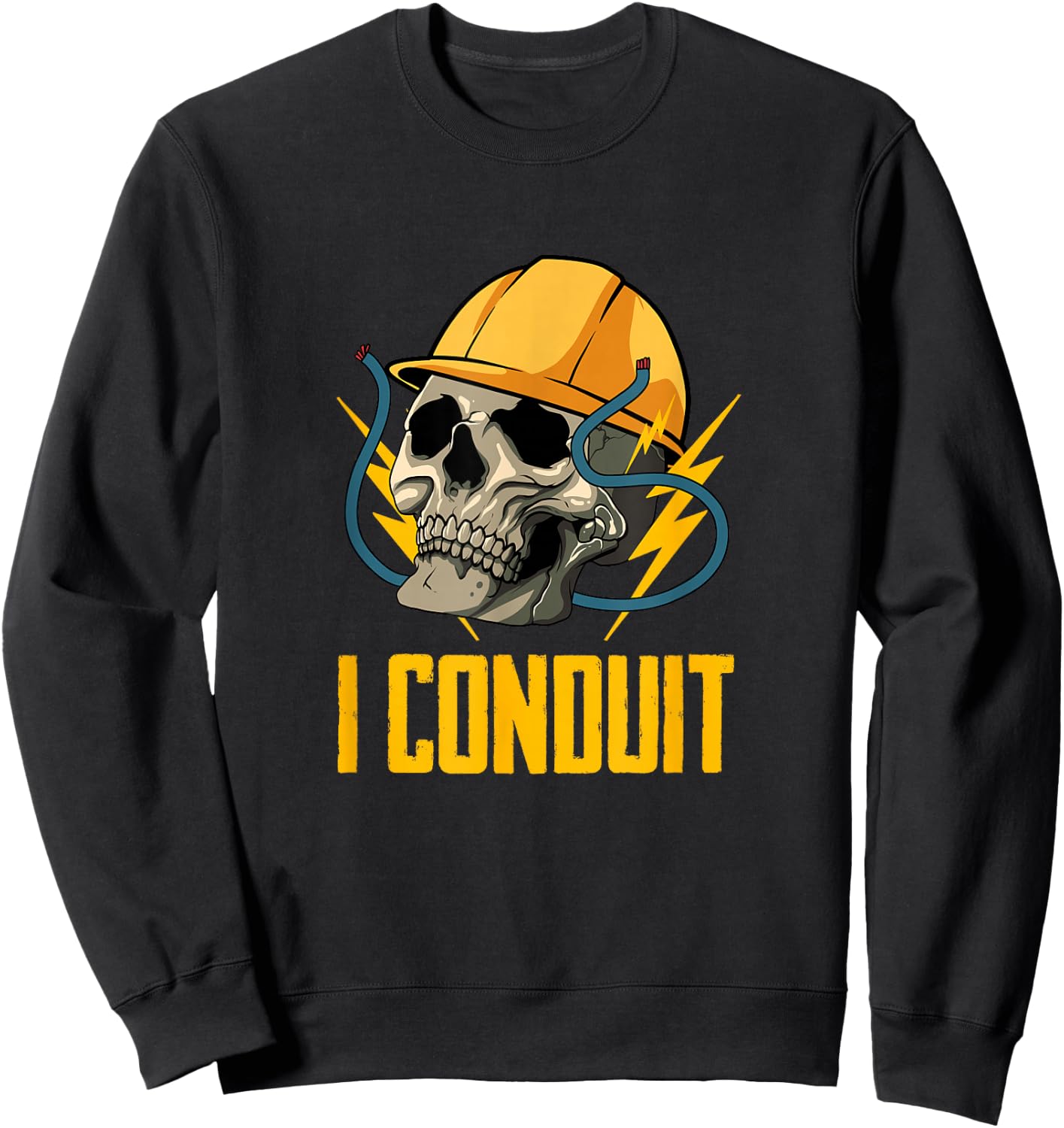 Electrician Electricity Electrical Engineer Skull I Conduit Sweatshirt - Sweatshirt | Black