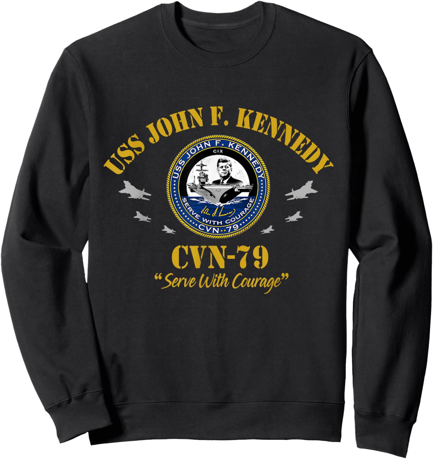 USS John F. Kennedy CVN-79 Aircraft Carrier Veteran Vintage Sweatshirt - Sweatshirt | Black