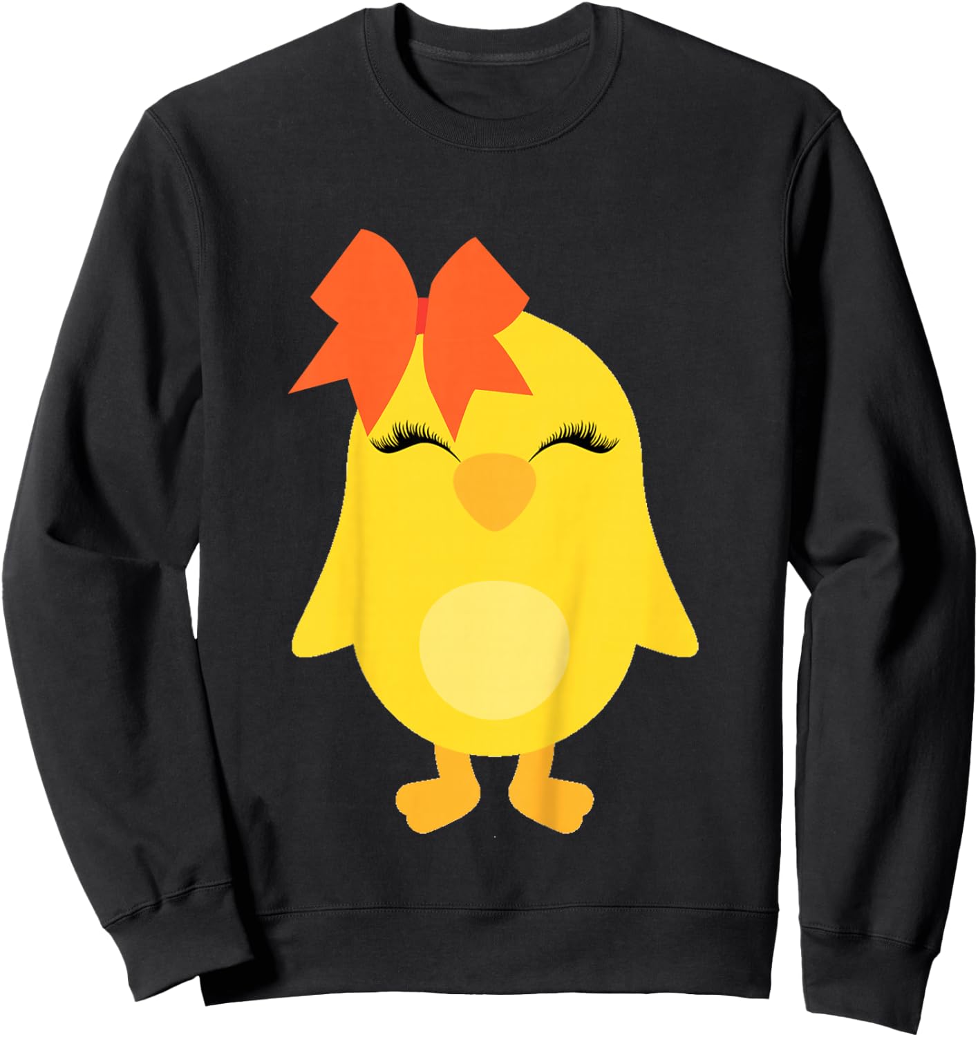 Chick with Bow for Girls Easter Toddler Baby Chicken Sweatshirt - Sweatshirt | Black