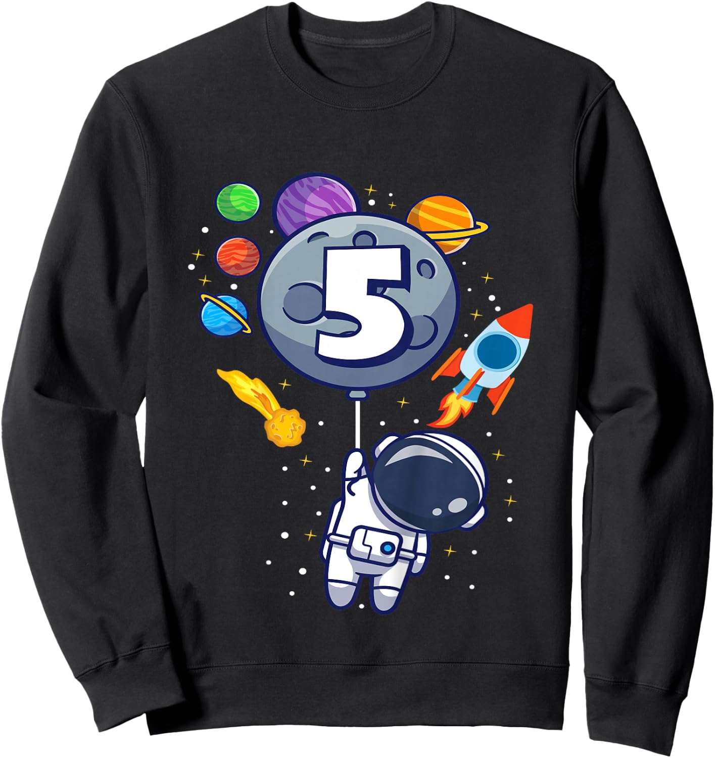 5th Birthday Astronaut 5 Year Old Birthday Boy Sweatshirt - Sweatshirt | Black