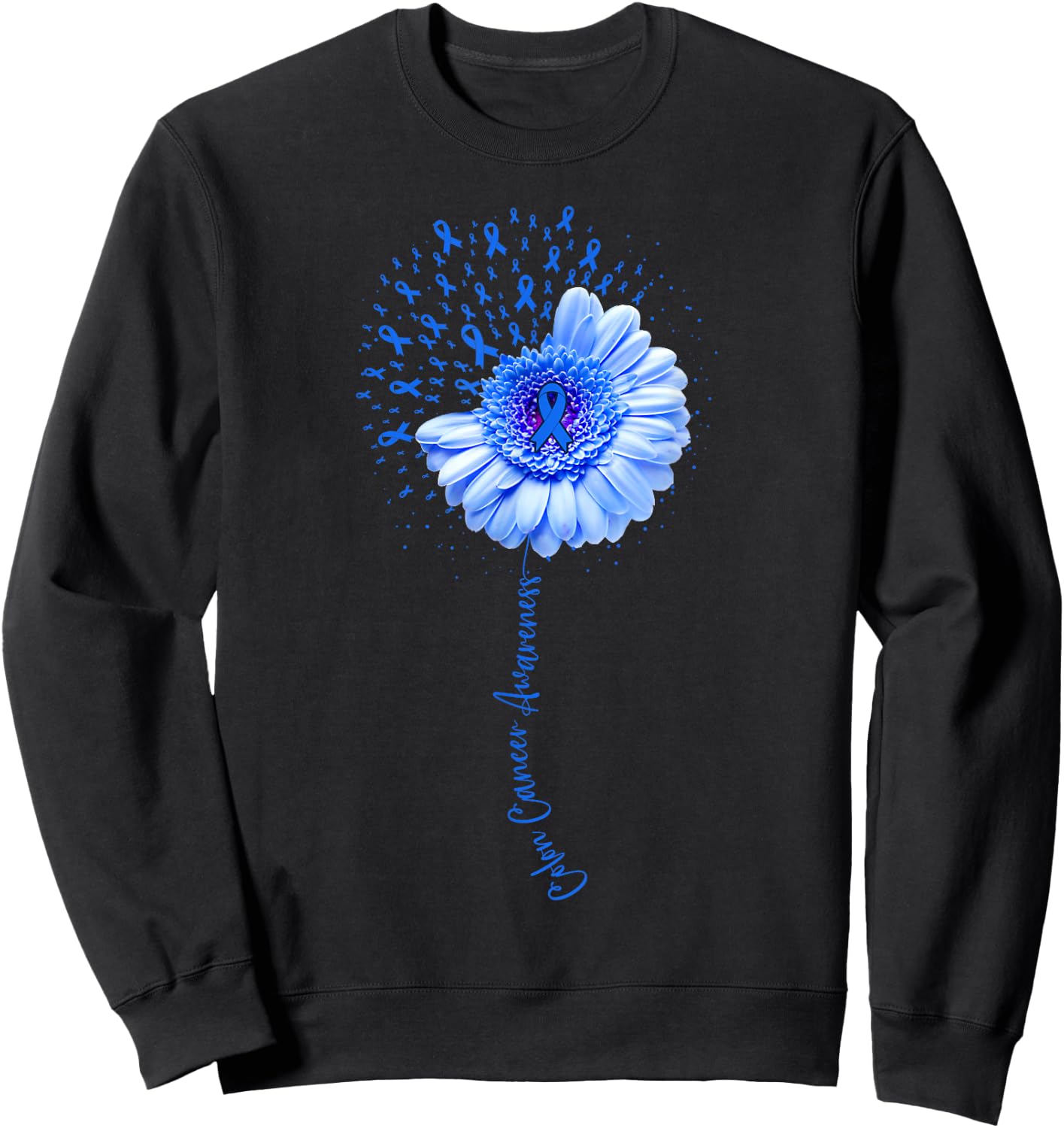 Colon Cancer Awareness Flower Survivor Fighter Sweatshirt - Sweatshirt | Black