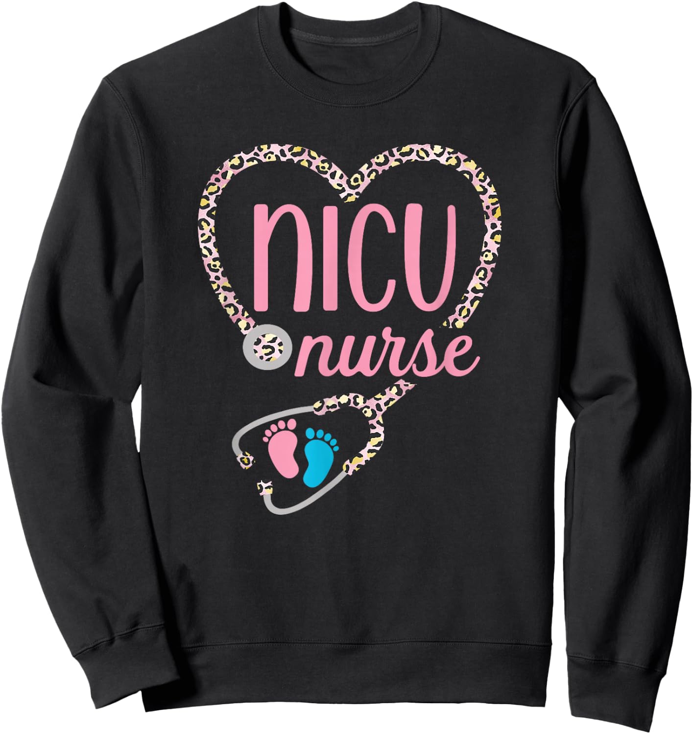NICU Nurse Nursing Neonatal Leopard Pattern Design Sweatshirt - Sweatshirt | Black
