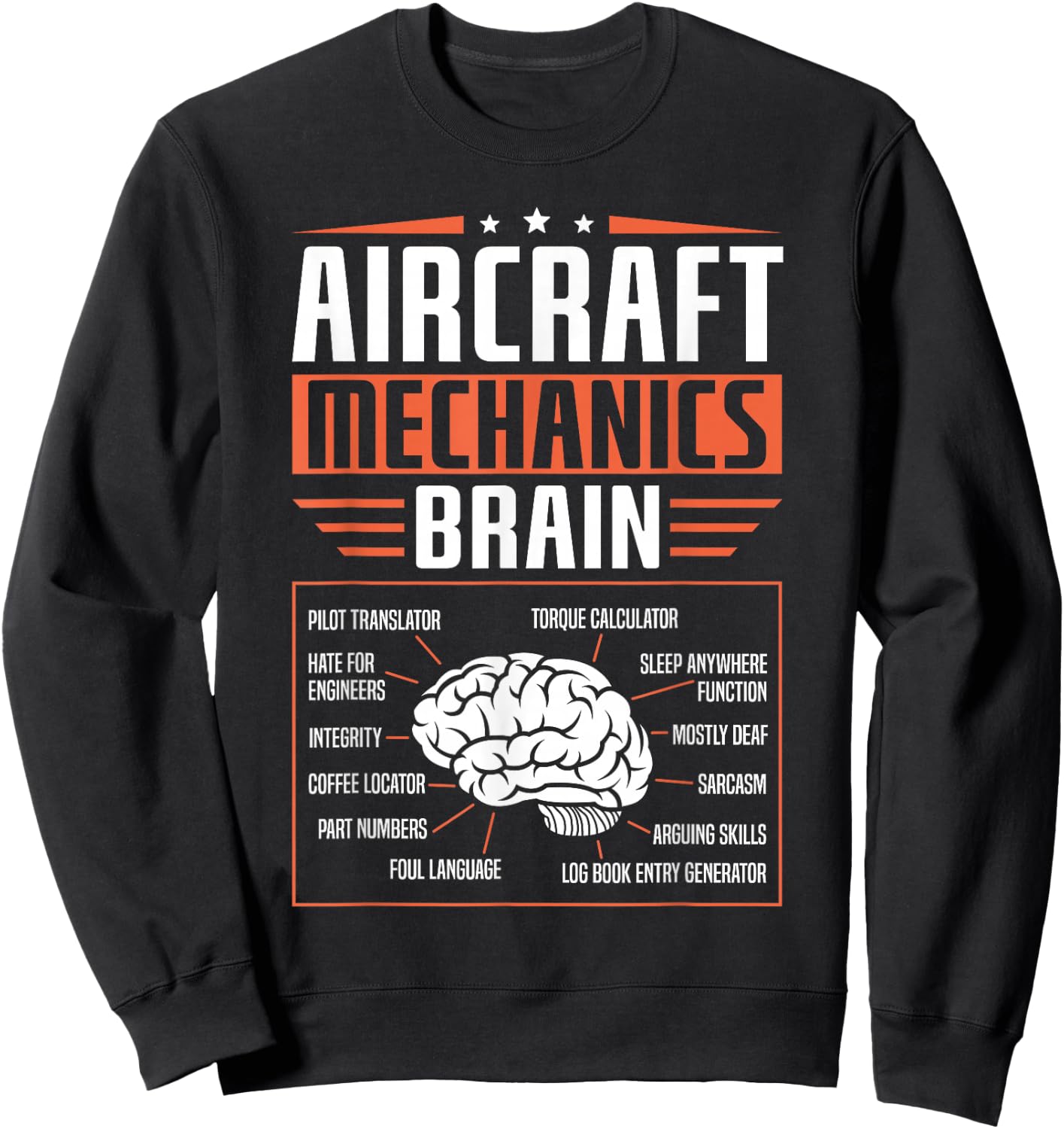 Aircraft Mechanics Brain Mechanic Sweatshirt - Sweatshirt | Black