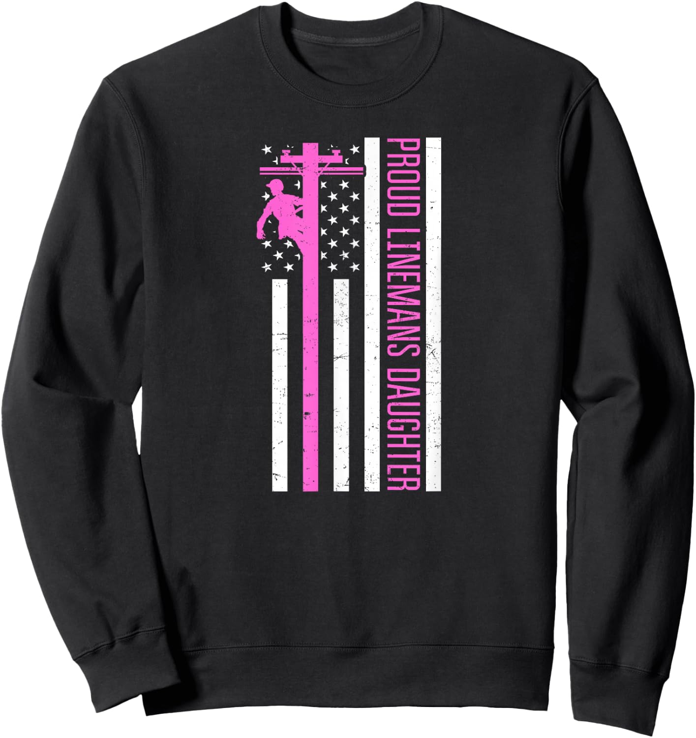 Lineworker Proud Daughter Design Lineman Pole - Men's Black Medium Classic Fit Short Sleeve Sweatshirt - Sweatshirt | Black