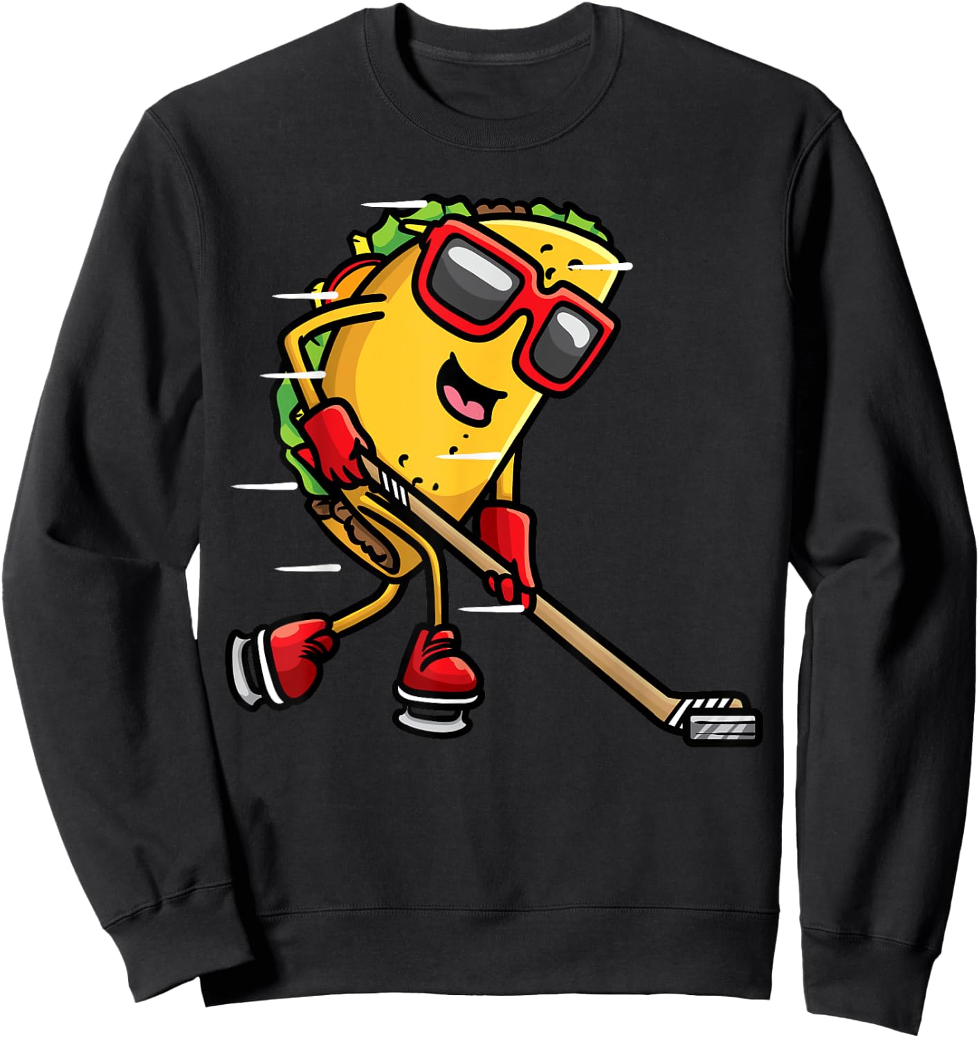 Taco Playing Ice Hockey Player Mexican Food Cinco De Mayo Sweatshirt - Sweatshirt | Black