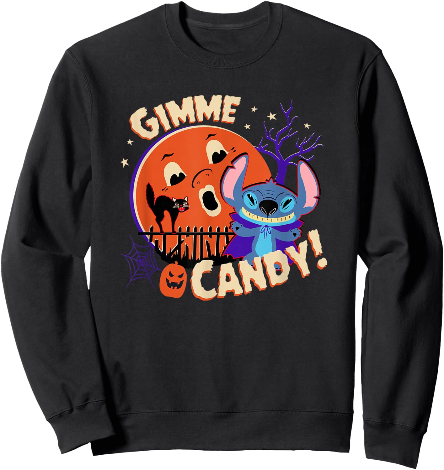 Disney Stitch Gimme Candy Spooky Halloween Sweatshirt - Sweatshirt | Black