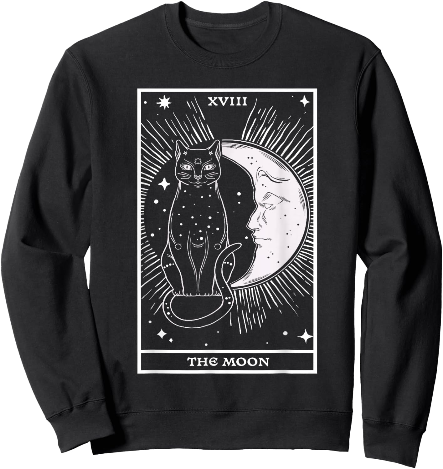 Crescent Moon Cat - Tarot Card Reading Fortune Telling Men Women Sweatshirt - Sweatshirt | Black