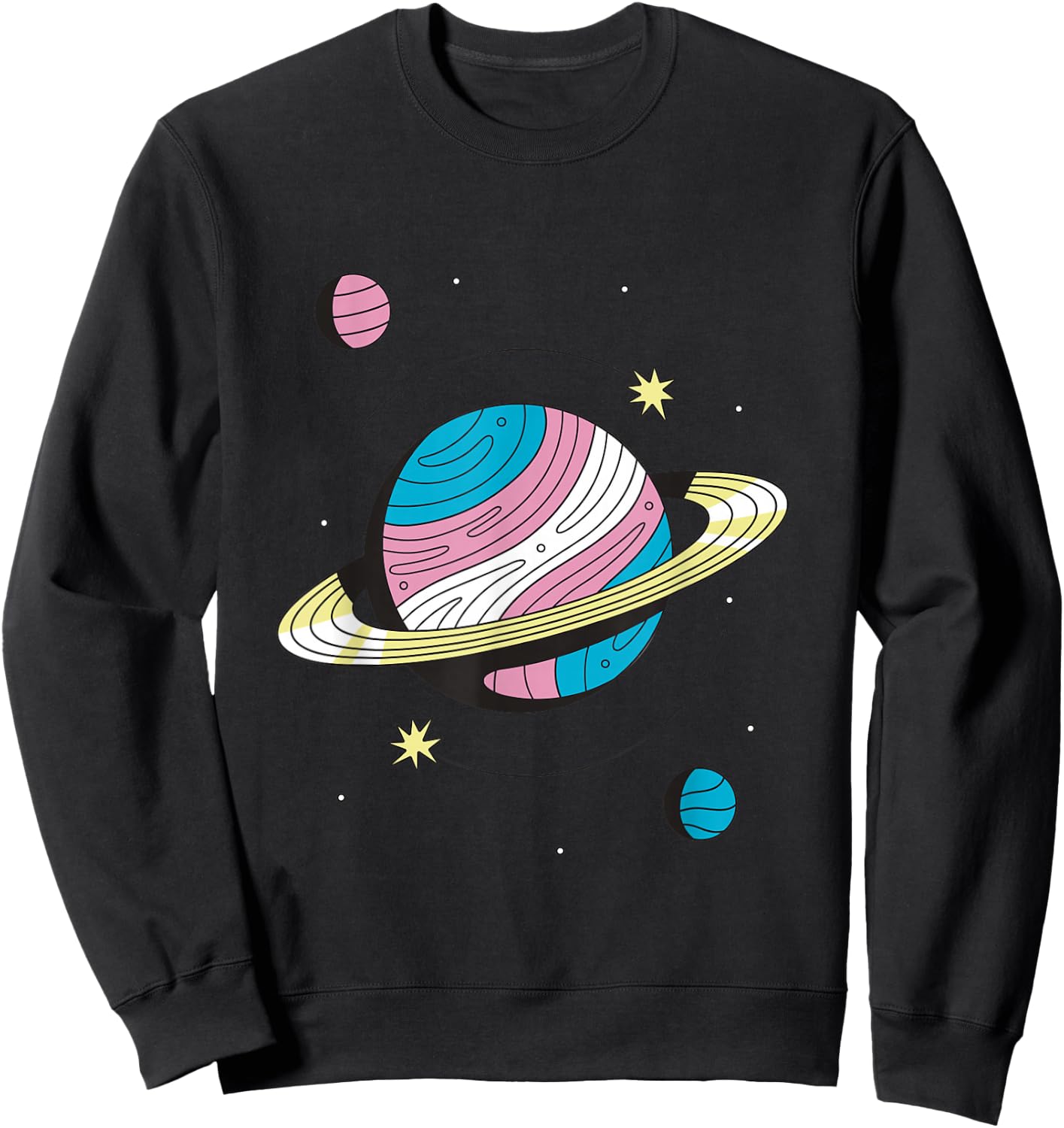 Transgender Outers Space Galaxy Planets Trans Pride Sweatshirt - Sweatshirt | Black
