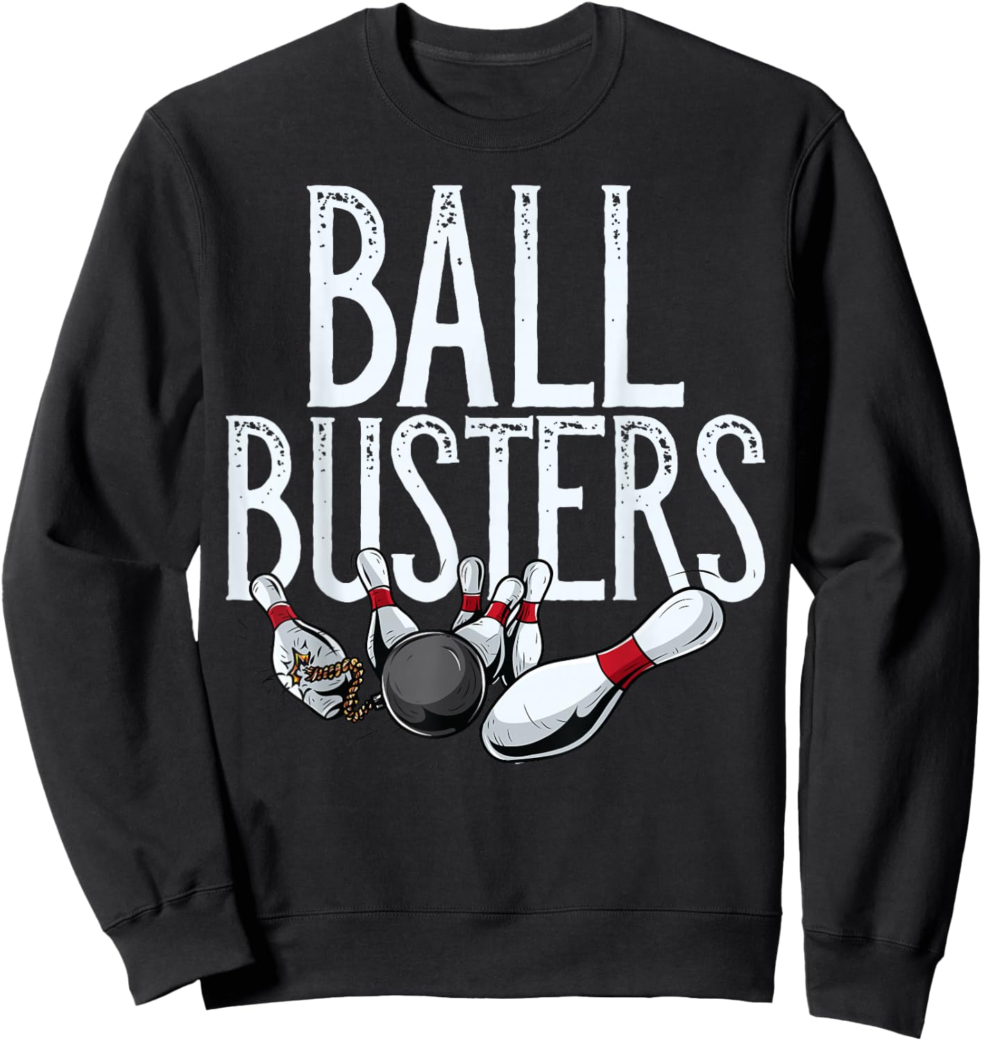 Ball Busters Bowling, Couples Matching Bowling Sweatshirt - Sweatshirt | Black