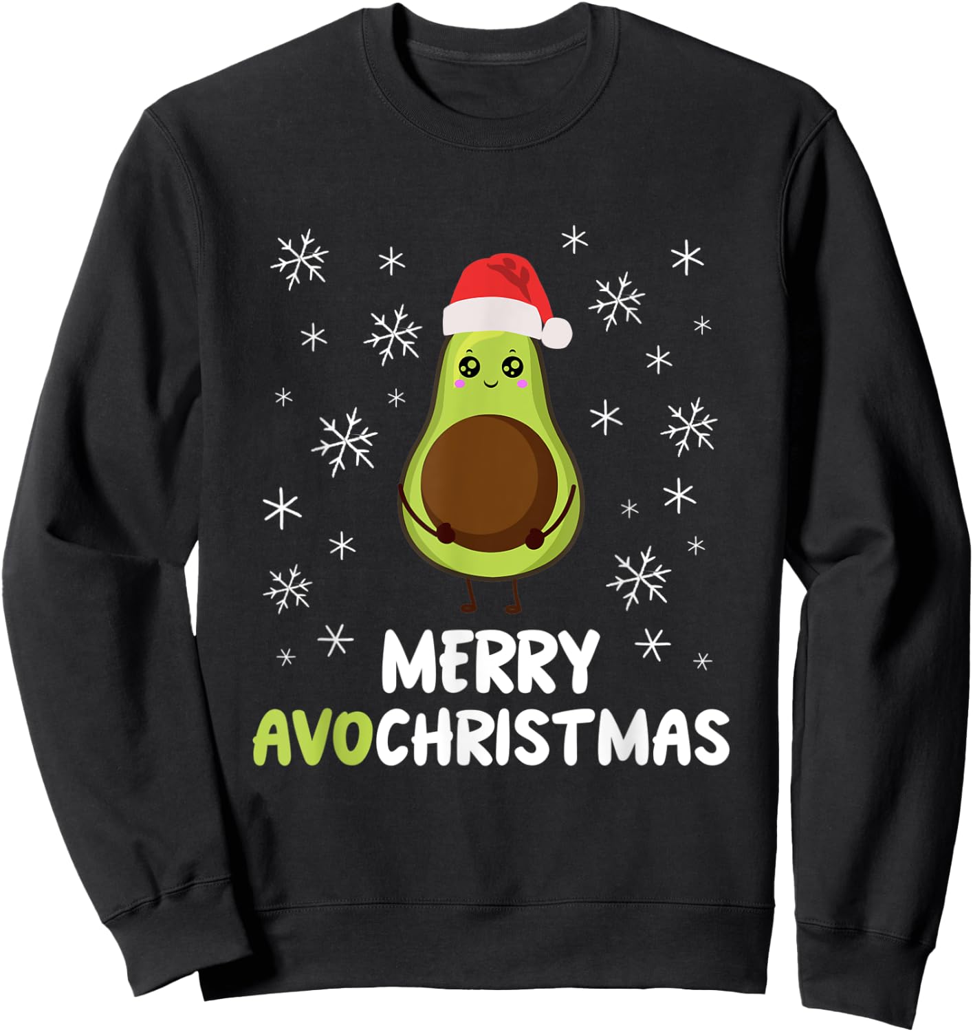 merry Avo christmas Merry Christmas Avocado Vegan Sweatshirt - Sweatshirt | Black