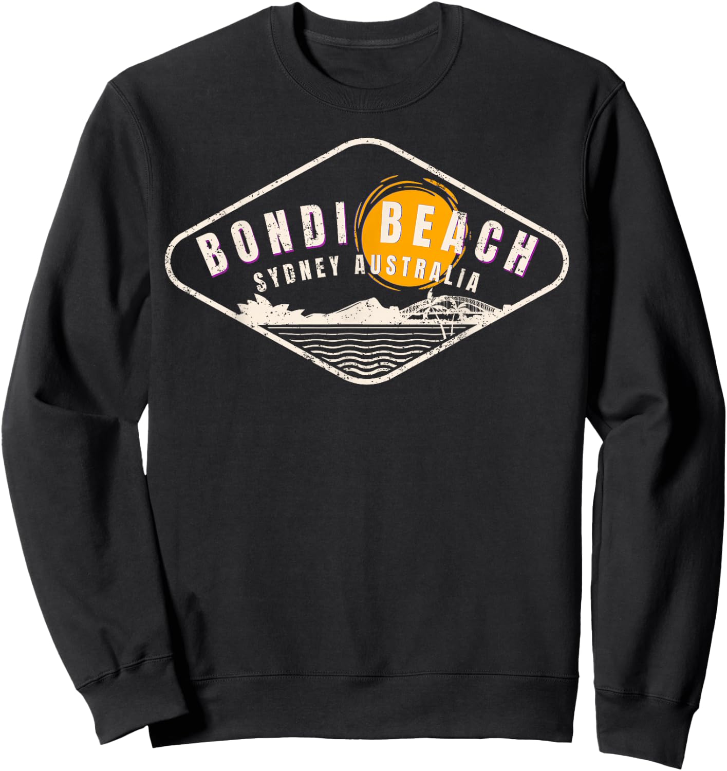 Bondi Beach Retro Distressed Women Kids Sweatshirt - Sweatshirt | Black