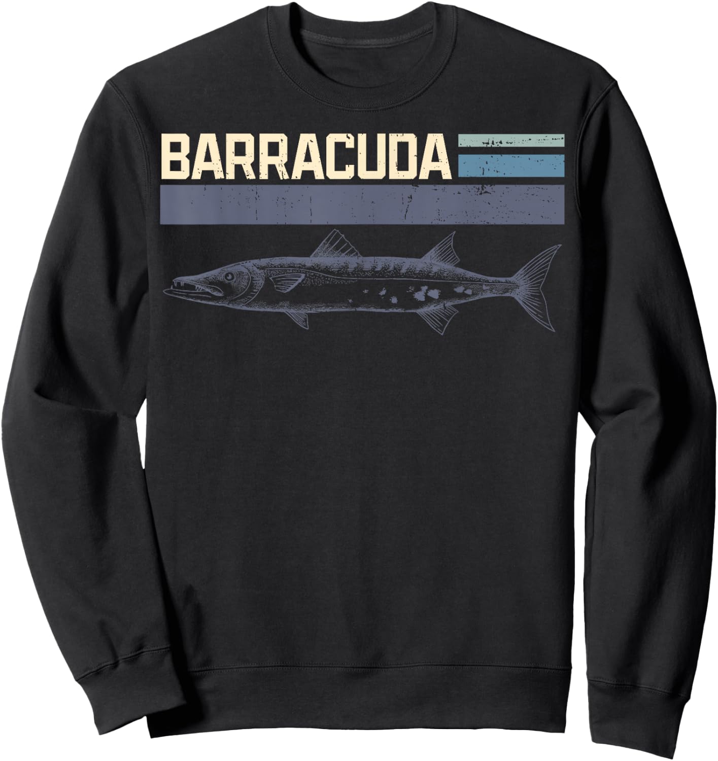 Great Barracuda Cuda Fishing Wildlife Saltwater Fish Art Sweatshirt - Sweatshirt | Black