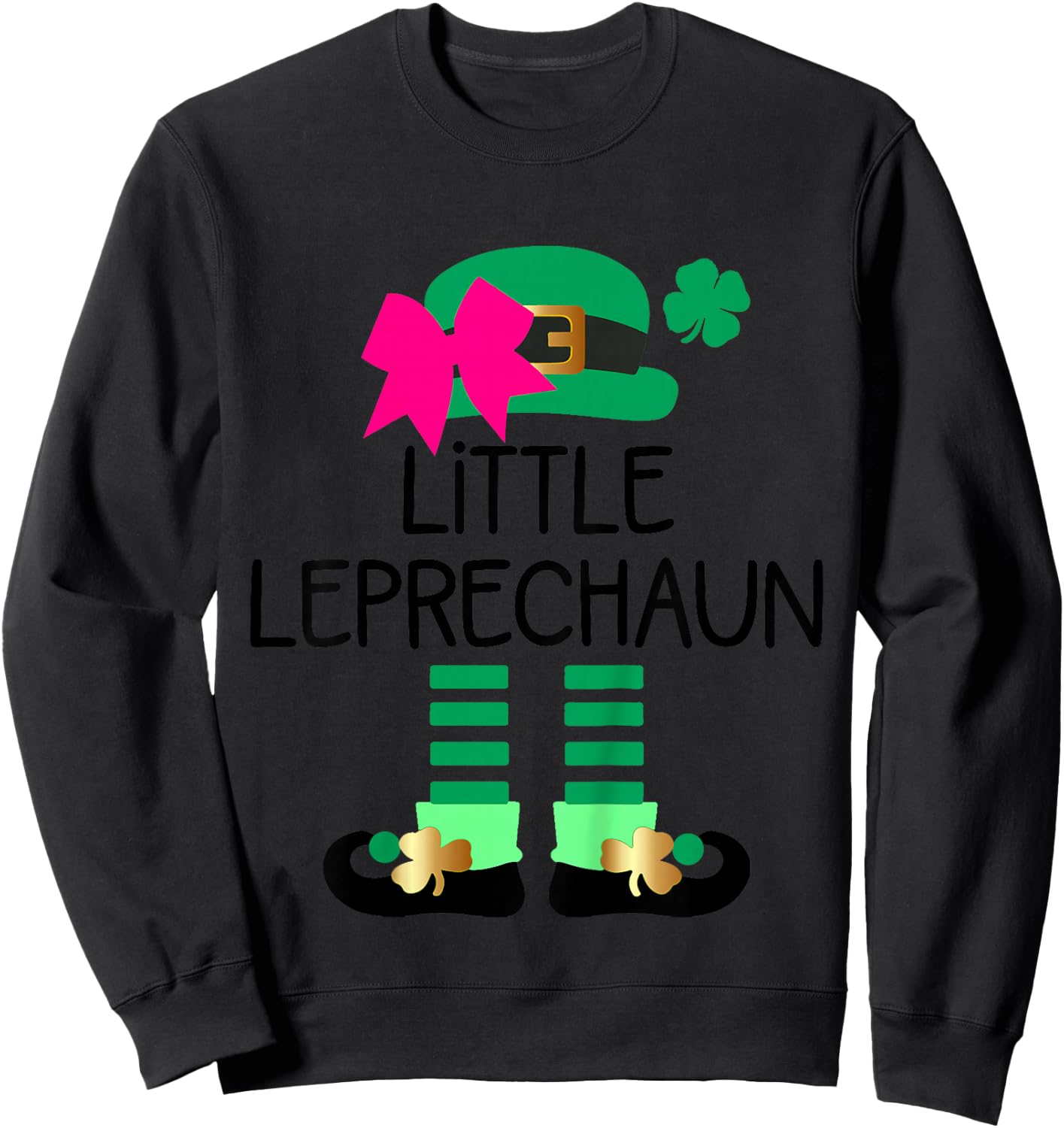 Girls St Patricks Day Toddler Little Leprechaun Bow Costume Sweatshirt - Sweatshirt | Black