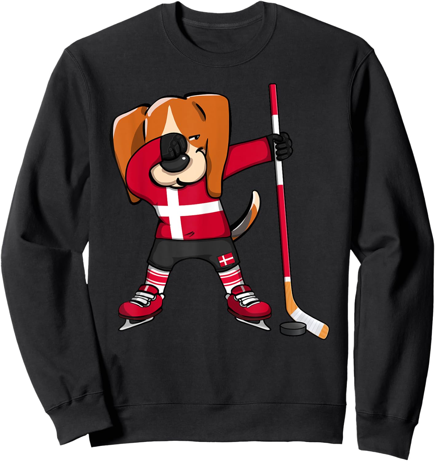 Dabbing Beagle Denmark Ice Hockey Lovers Jersey Winter Sport Sweatshirt - Sweatshirt | Black