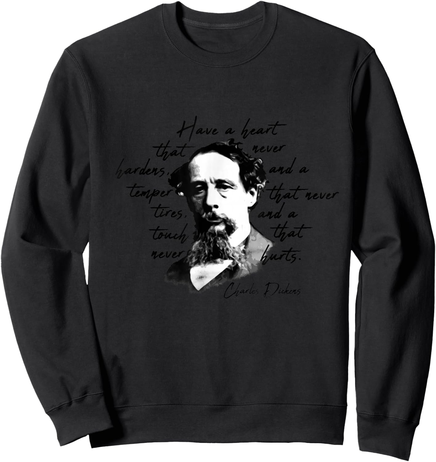 Dickens Minimalist Portrait Quote Charles Dickens Sweatshirt - Sweatshirt | Black