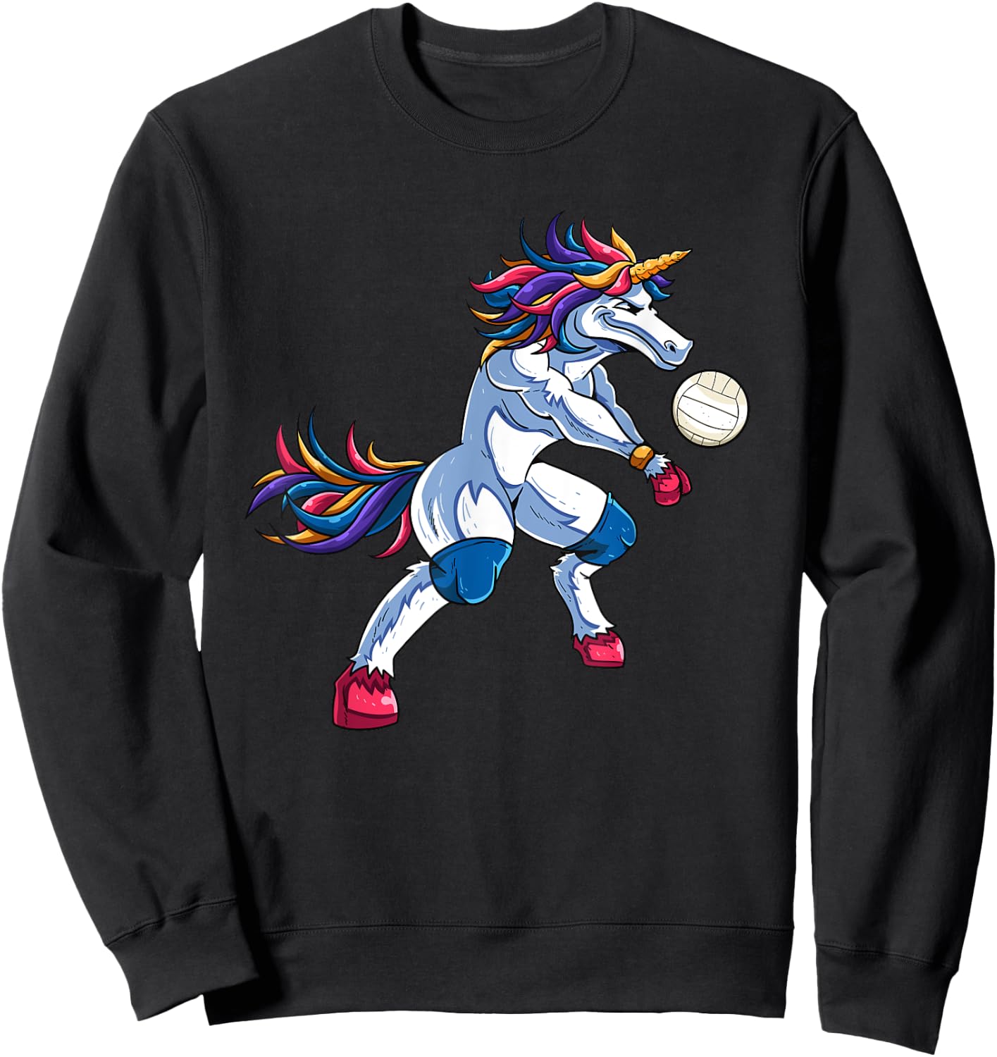 Funny Unicorn Volleyball Mine Rally Beach Player Coach Gifts Men Women Sweatshirt - Sweatshirt | Black