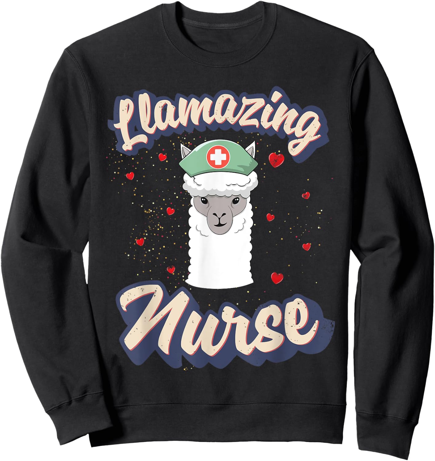 Retro Nurse Shirt Llamazing Nurse Funny Llama Nurse Sweatshirt - Sweatshirt | Black