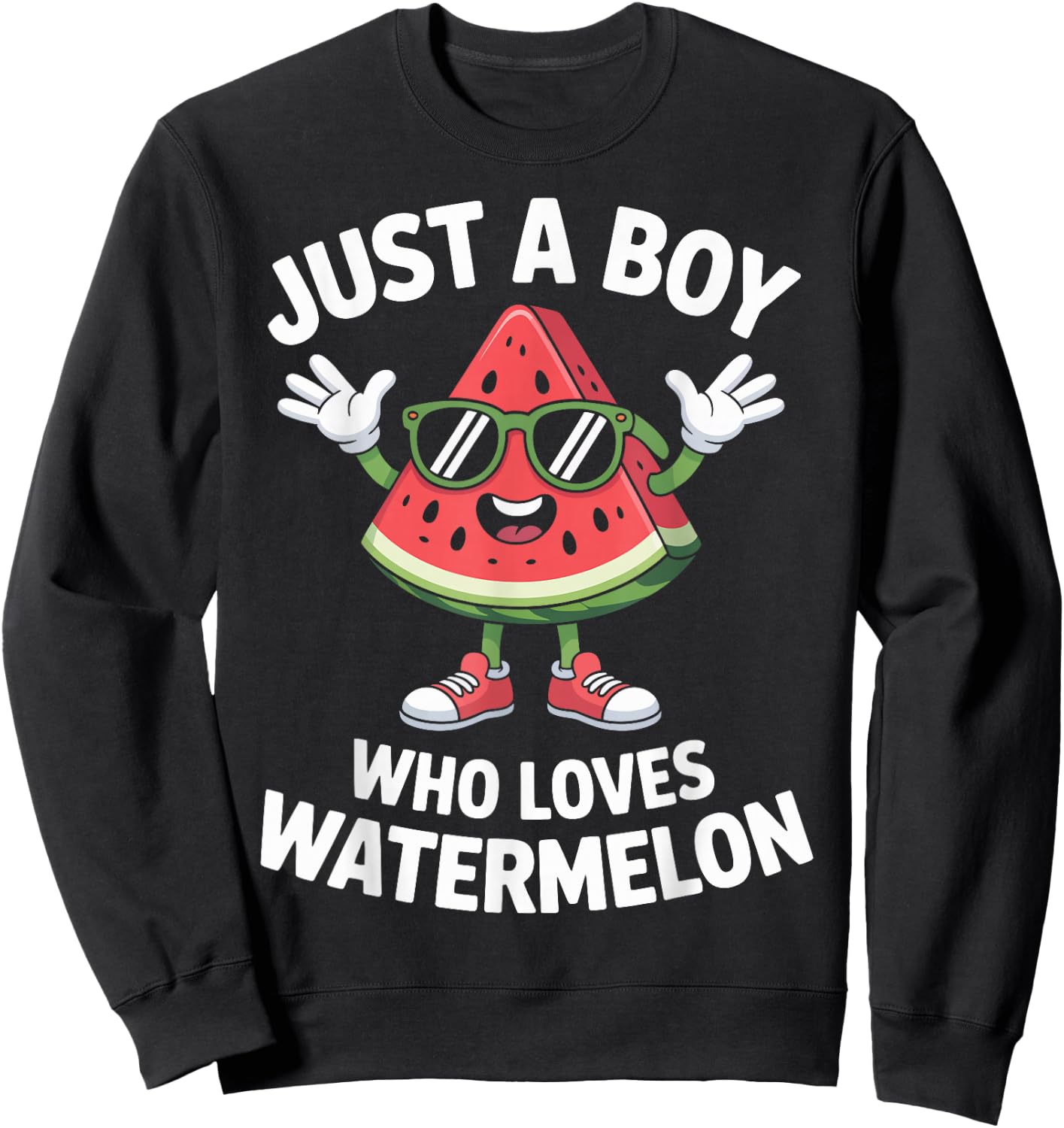 Just a Boy Who Loves Watermelon Funny Summer Fruit Sweatshirt - Sweatshirt | Black