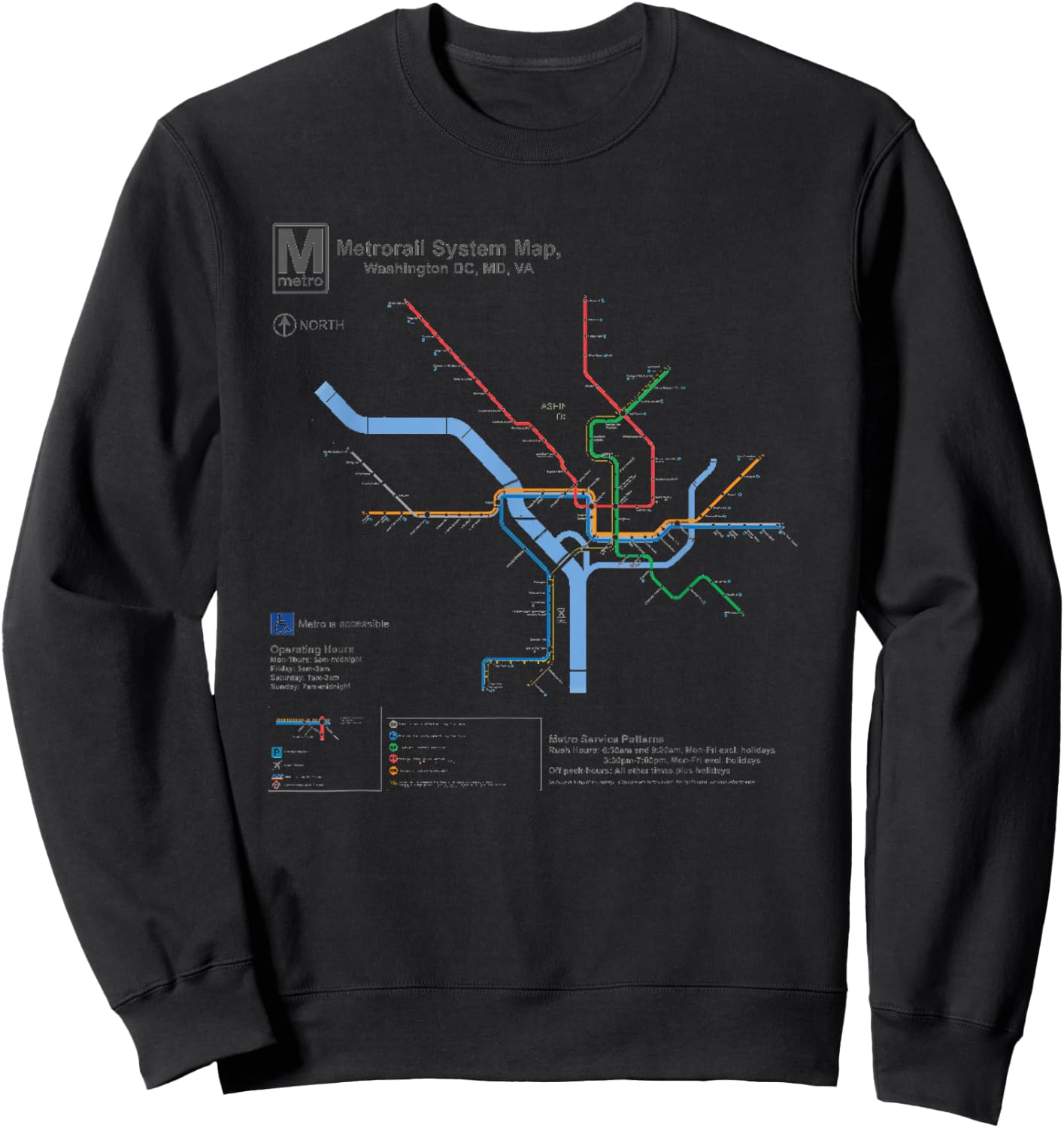 Metro Map Washington DC Sweatshirt - Sweatshirt | Black
