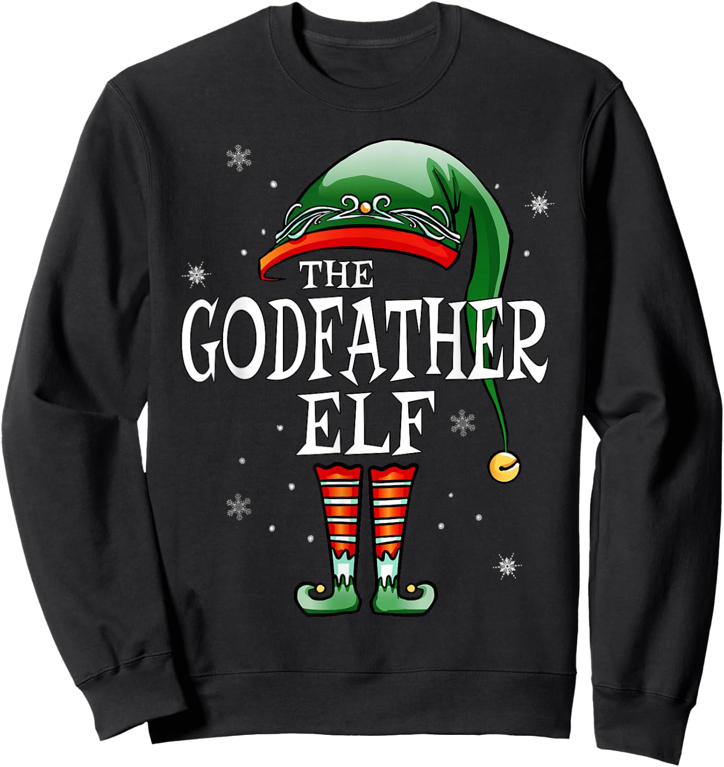 Matching Family Funny The Godfather Elf Christmas Sweatshirt - Sweatshirt | Black