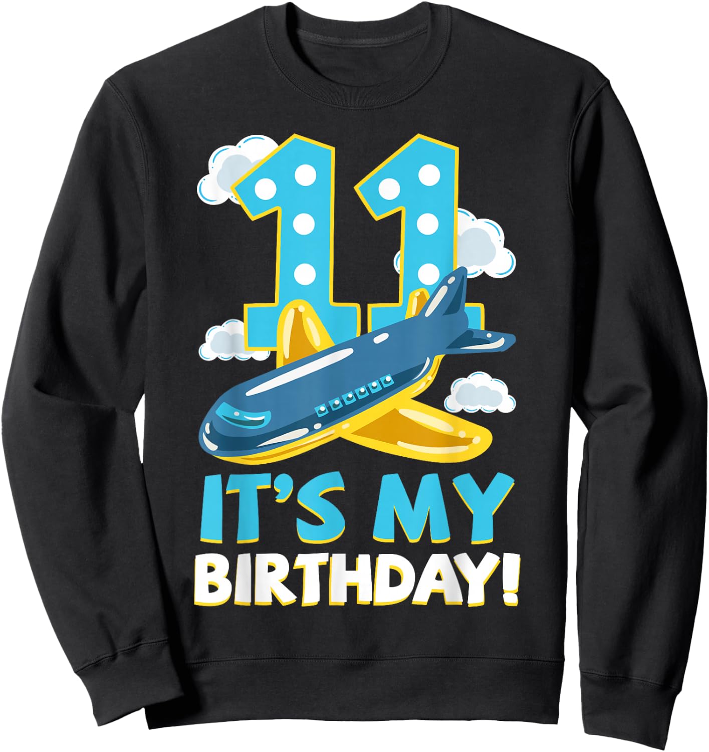 Pilot 11th Birthday Party Aviator Airplane Flight Officer Sweatshirt - Sweatshirt | Black