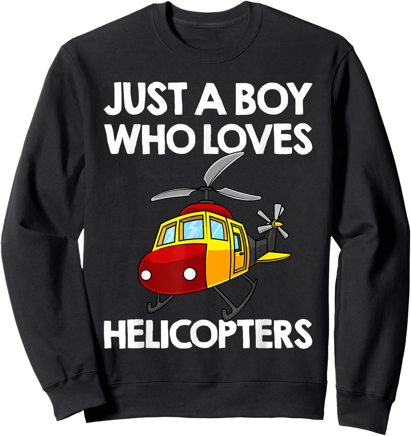 Funny Helicopter Gift Boys Toddler Kids Men Pilot Aviator Sweatshirt - Sweatshirt | Black
